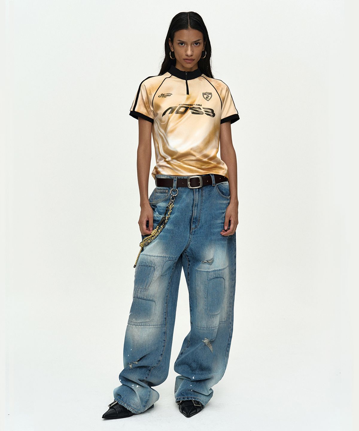 앤더슨벨(ADSB ANDERSSON BELL) REPAIR LOOSE-FIT JEANS apa878w(BLUE)