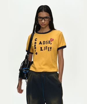 (ESSENTIAL) ADSB FLOCKING BABY RINGER T-SHIRT atb1513w(YELLOW)