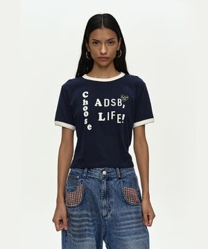 (ESSENTIAL) ADSB FLOCKING BABY RINGER T-SHIRT atb1513w(NAVY)