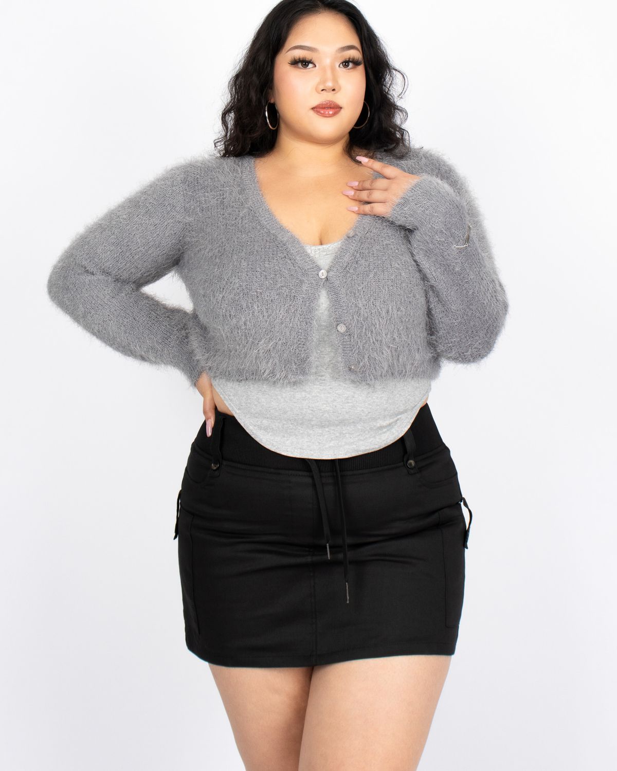 쿨시스(COOLSIS) CS FUR CROP CARDIGAN-010 (GRAY)