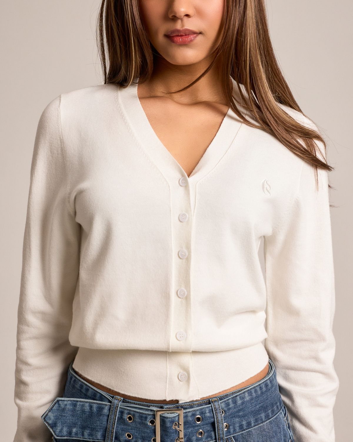 쿨시스(COOLSIS) CS CLASSIC SOFT CROP CARDIGAN-025 (IVORY)