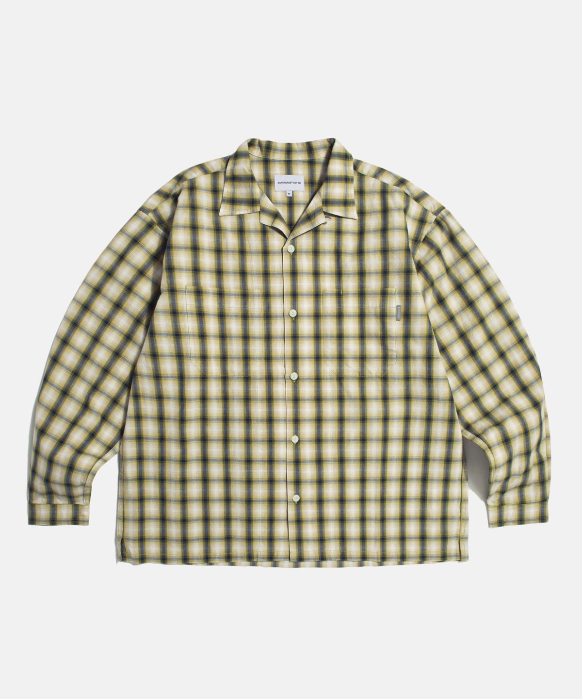 에스피오나지(ESPIONAGE) Checked Open Collar Shirt Mustard