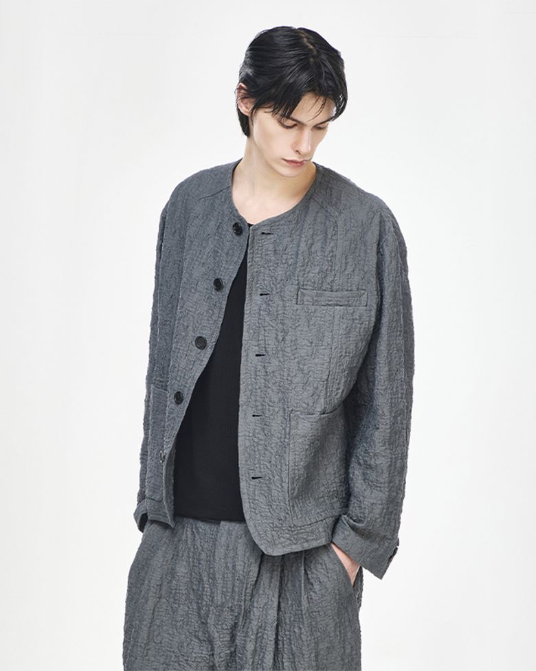 송지오옴므 크리스 라운드넥 코쿤 자켓 그레이 SI3JK331GY
