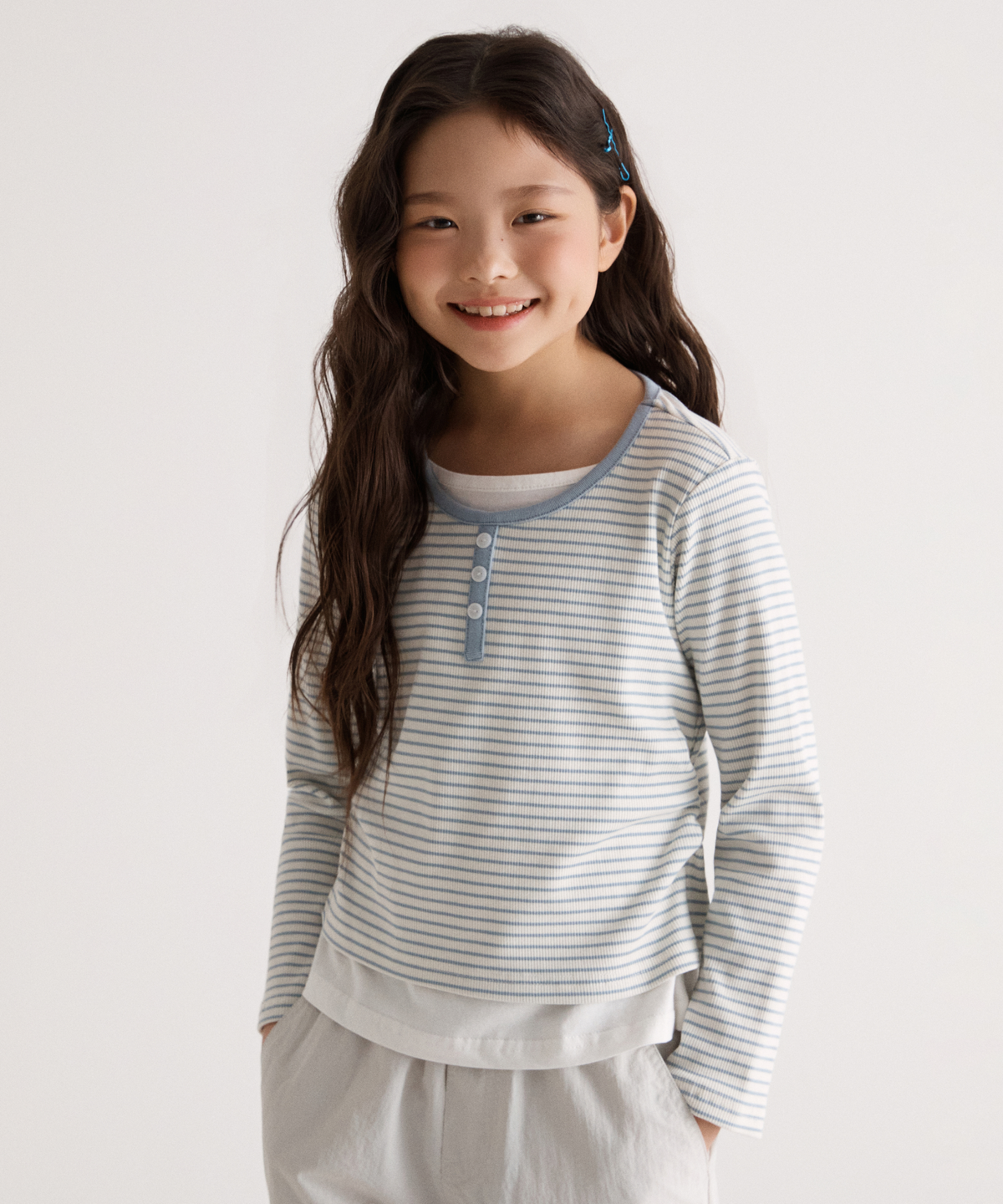 스파오 키즈(SPAO KIDS) [키즈]골지 헨리넥 레이어드 긴팔티_SPLSG24KG9