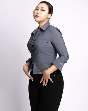 CS TOP BASIC CROP SHIRTS2-011 (STRIPE)