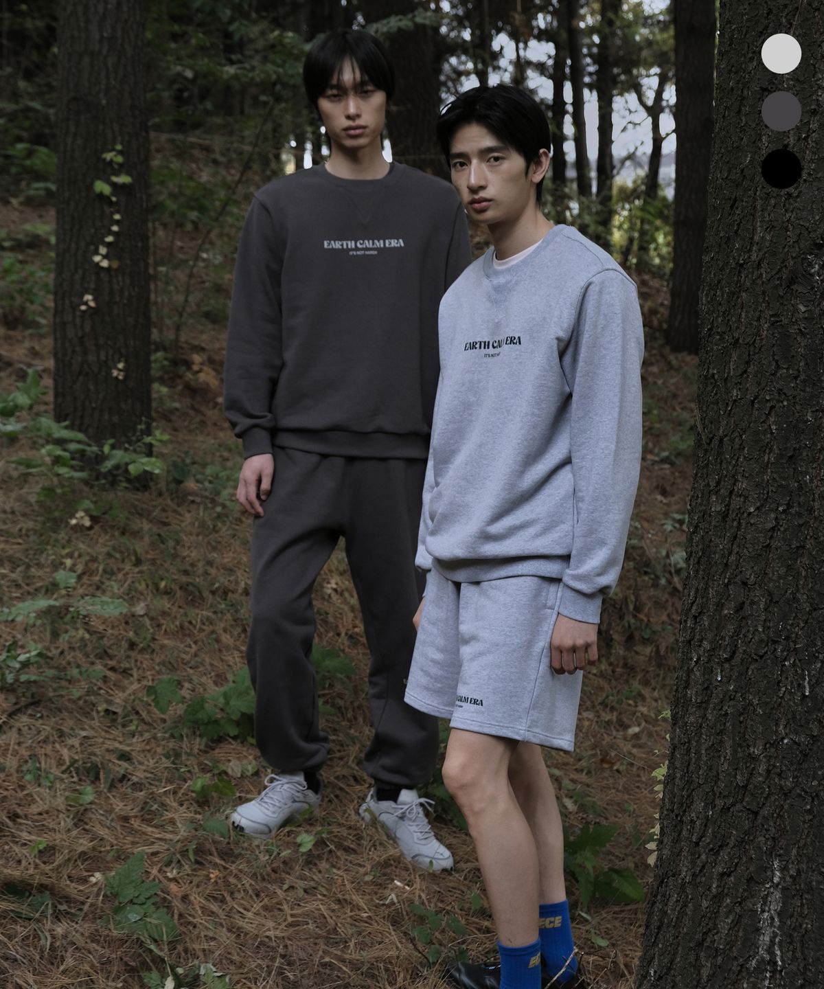 얼스캄에라(EARTH CALM ERA) [SET-UP] 내추럴 데일리 스웨트셔츠 & 스웨트쇼츠_3컬러