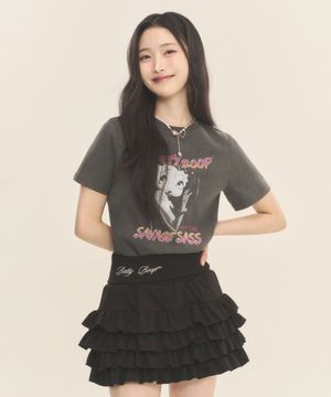 베티붑 글래머 세미크롭 반팔 티셔츠_차콜