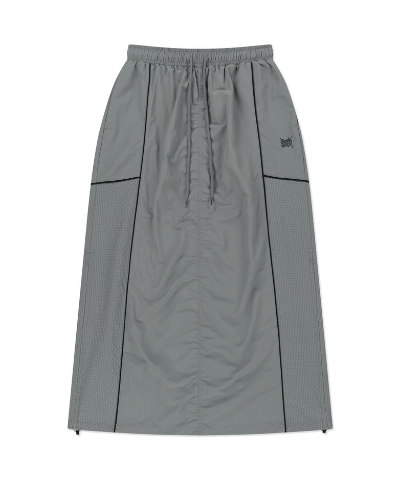 W TAG SHIRRING PIPING SKIRT - GREY