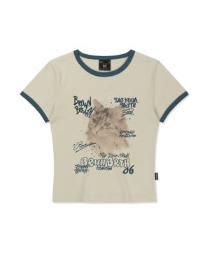 W KITTY RINGER TEE - BEIGE