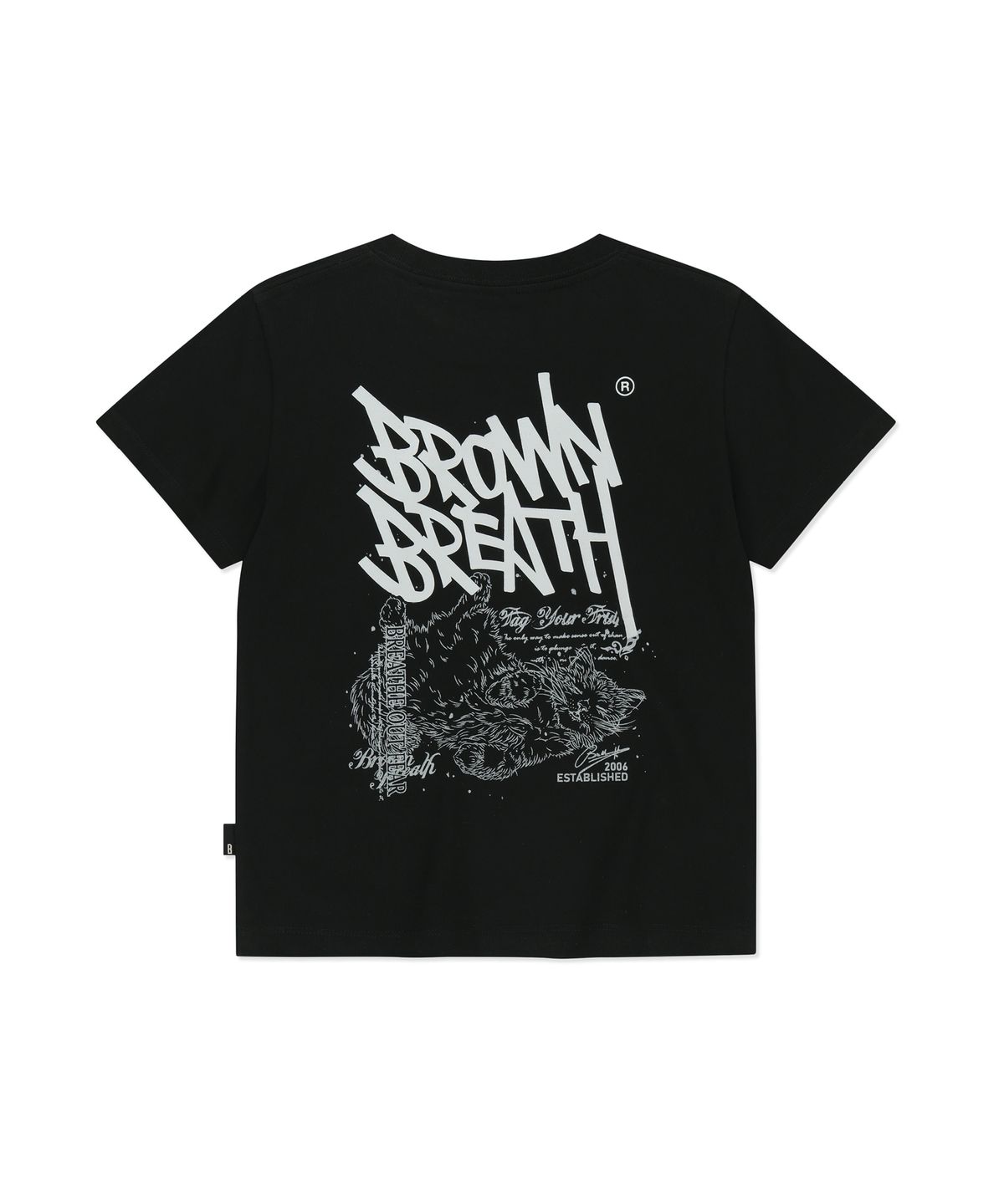 브라운브레스(BROWNBREATH) W SLEEPY TAG TEE - BLACK
