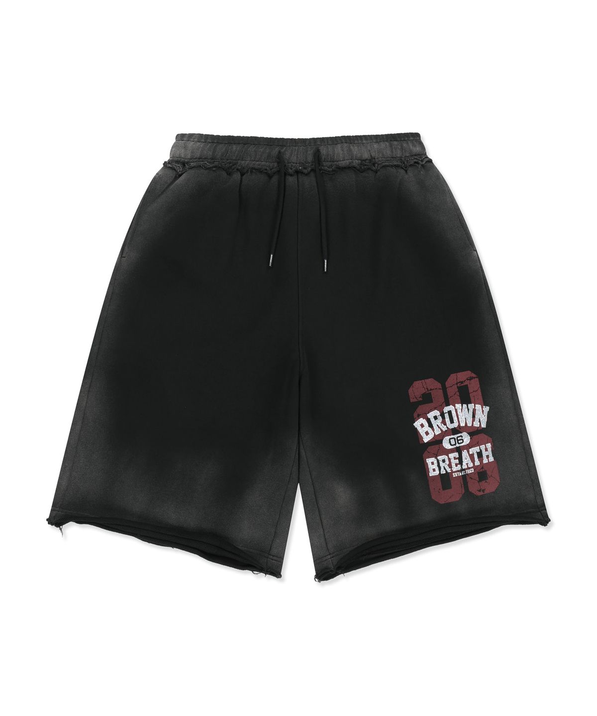 브라운브레스(BROWNBREATH) WASHED SWEAT SHORTS - BLACK