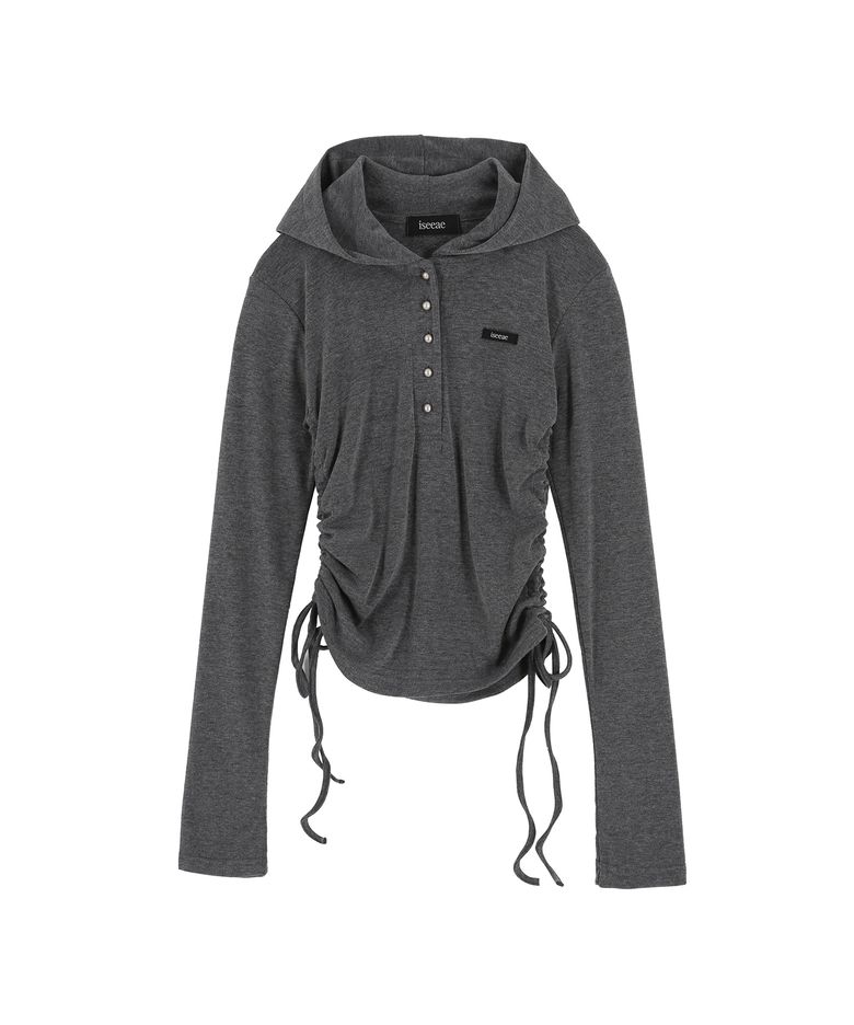 Slim-Fit Shirring Hoodie (Charcoal)