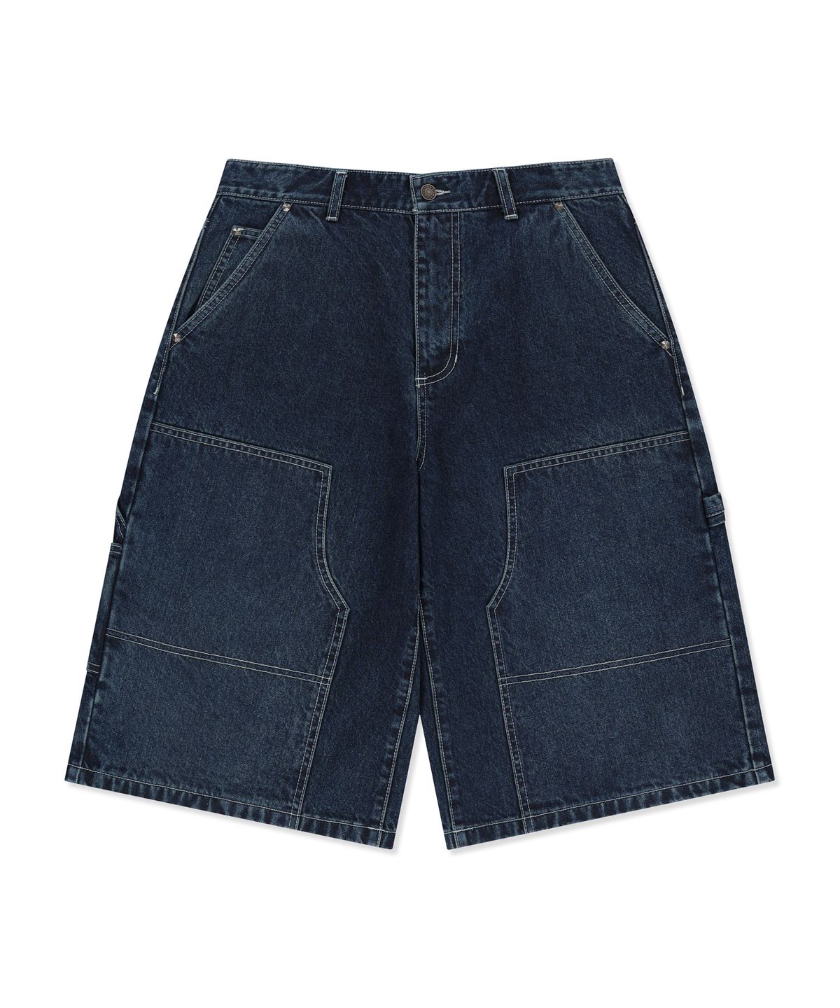 브라운브레스(BROWNBREATH) DOUBLE KNEE DENIM SHORTS - BLUE
