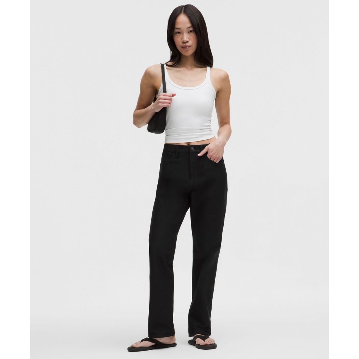 룰루레몬(LULULEMON) 이지파이브 미드라이즈 릴랙스드 스트레이트 팬츠 *아시아 핏  BLK