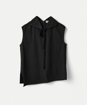 Poplin Sleeveless With Triangle Scarf_Black