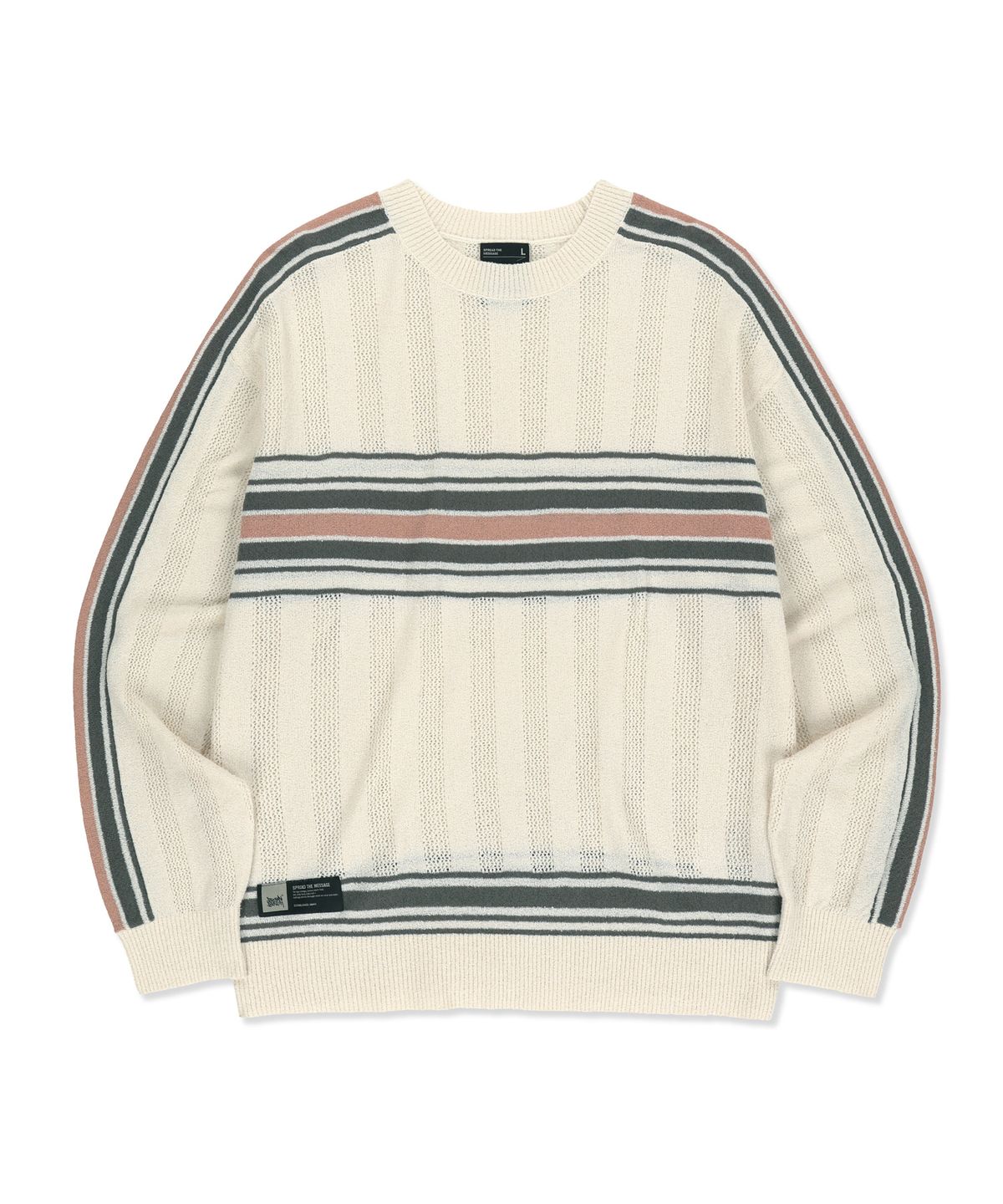 브라운브레스(BROWNBREATH) BLOCKED KNIT CREWNECK - IVORY