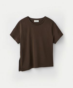 Asymmetric Hem T Shirts_Brown