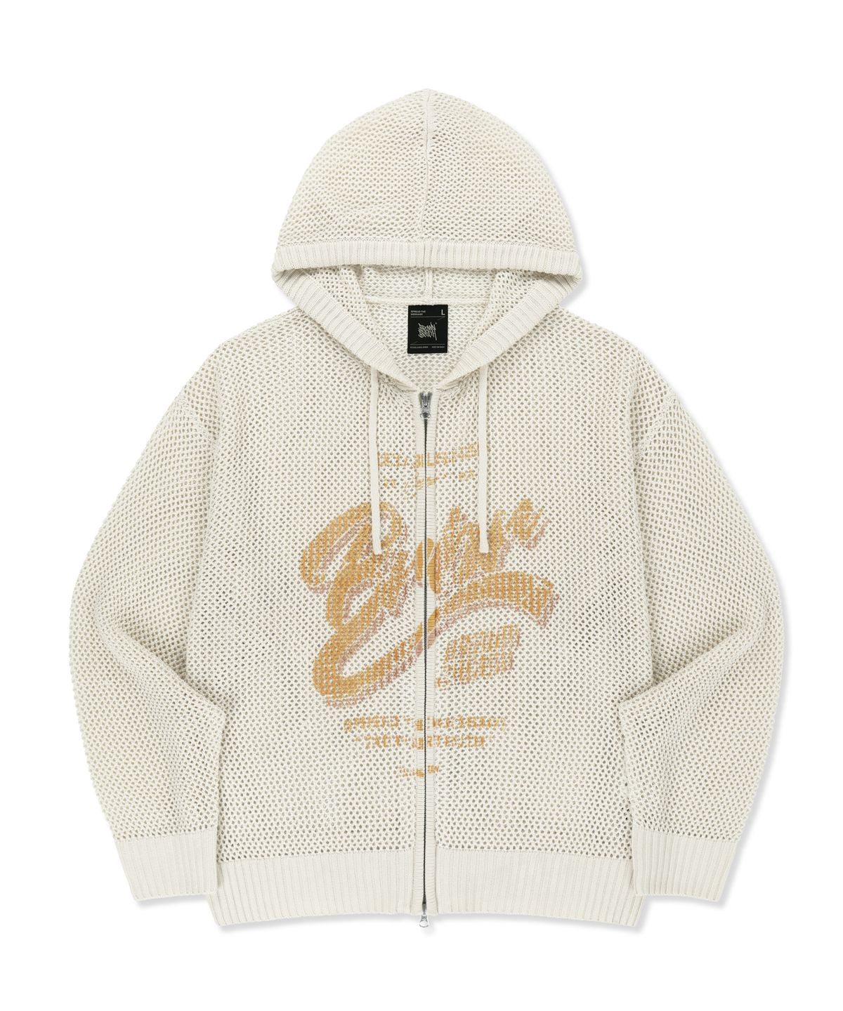 브라운브레스(BROWNBREATH) PRINTED WAFFLE HOOD ZIP UP - BEIGE