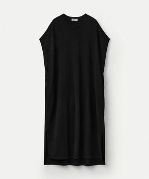 Ultra Fine Merino Wool Drawstring Waist Dress_Black