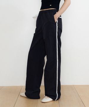 Lace Detail Nylon Pants (black)