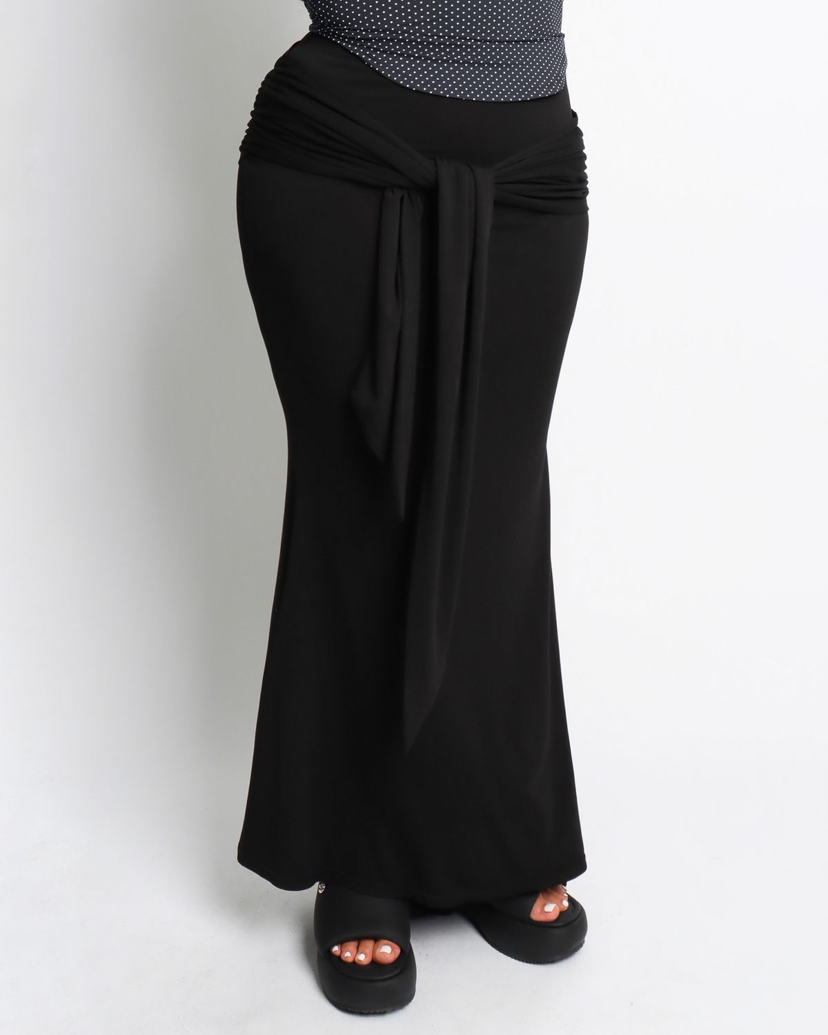 쿨시스(COOLSIS) CS SHIRRING LONG SK-054 (BLACK)
