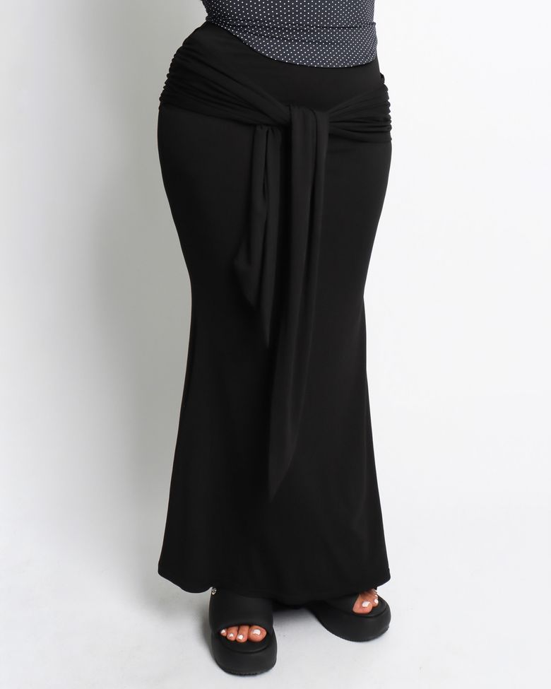 CS SHIRRING LONG SK-054 (BLACK)