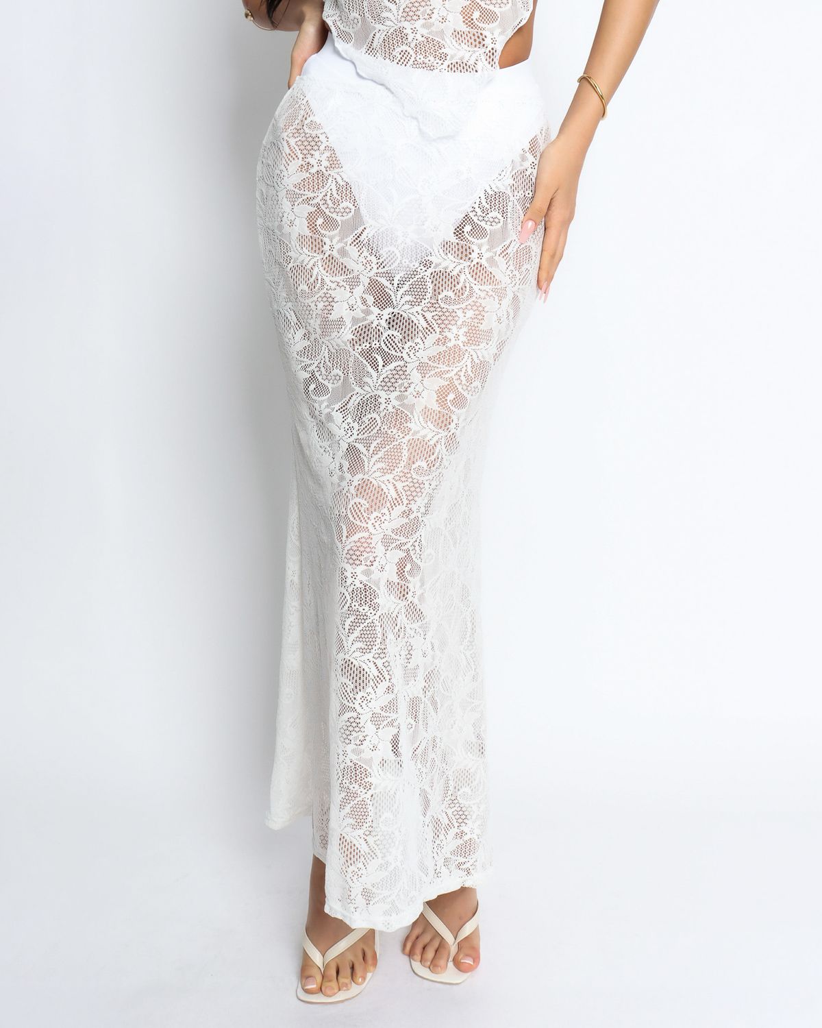 쿨시스(COOLSIS) CS BARELACE BIKINI SKIRTS (WHITE)