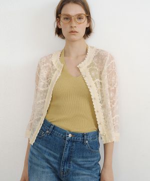 Romantic Scallop Lace Cardigan (soft yellow)