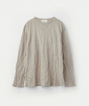 Crease Effect Organic Cotton Crewneck Pullover_Limestone