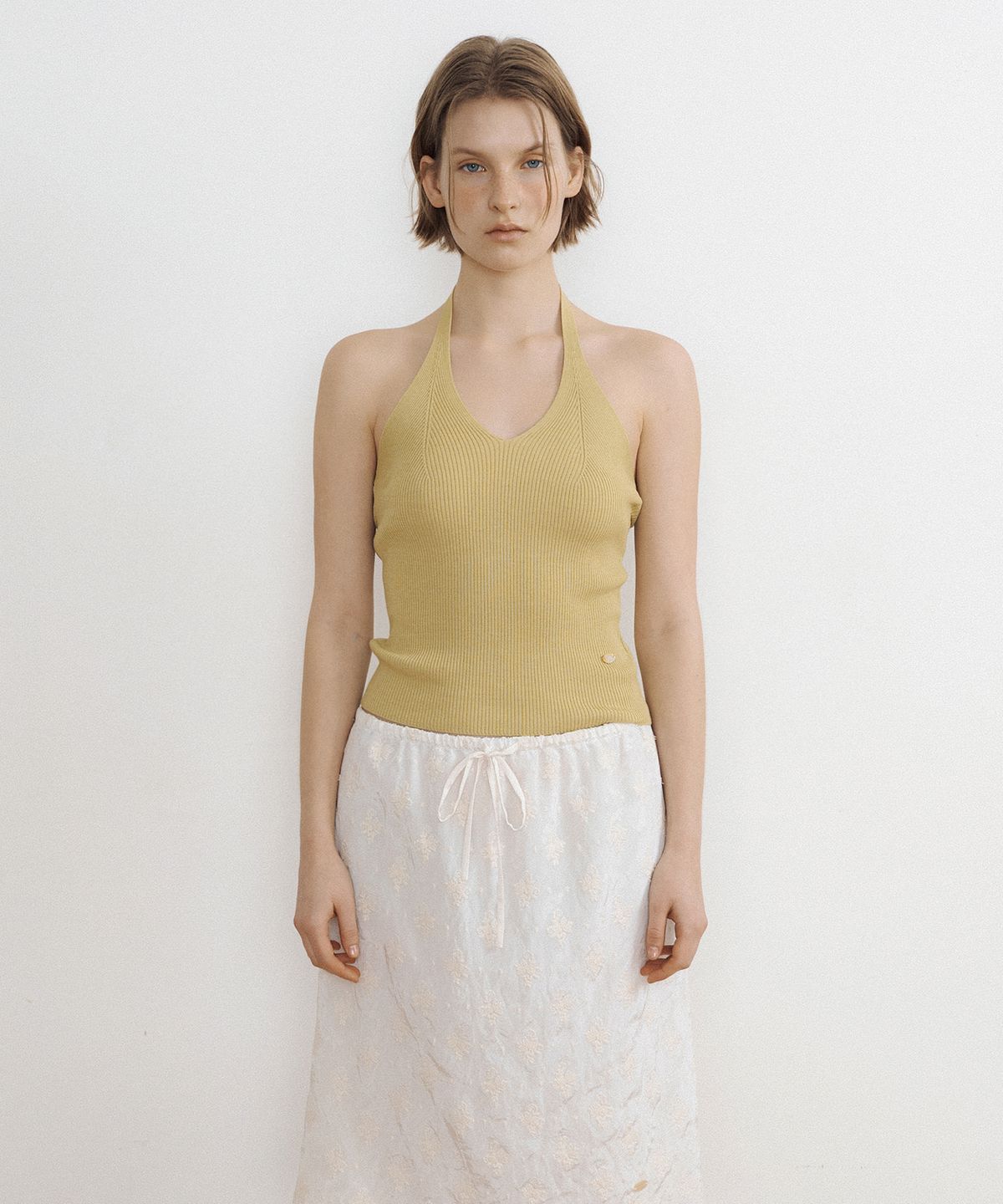 루시르주(LUCIR ZU) Airy Halter Knit Top (green)