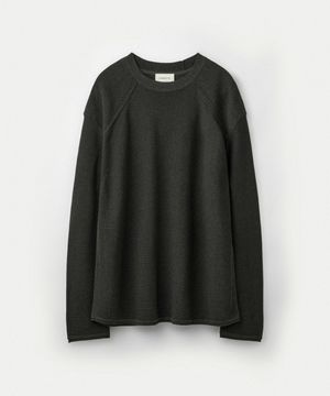 Korean Paper & Boucle Shoulder Pannel Pullover_Charcoal