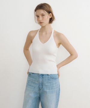 Airy Halter Knit Top (ivory)