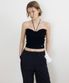 Heart Neck Knit Bustier + Halter Strap (black)