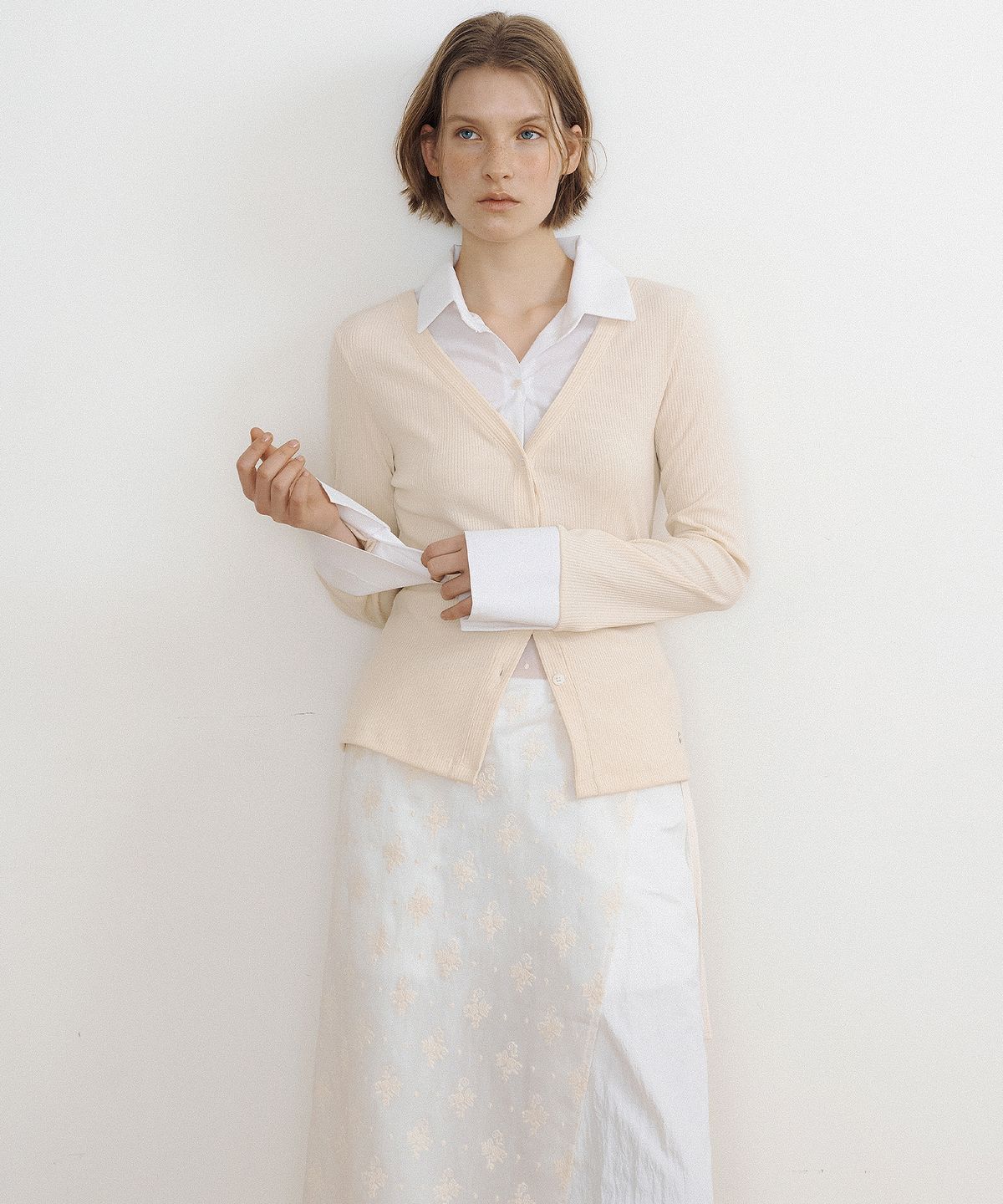 루시르주(LUCIR ZU) Jenny Layered Shirt Top (soft yellow)