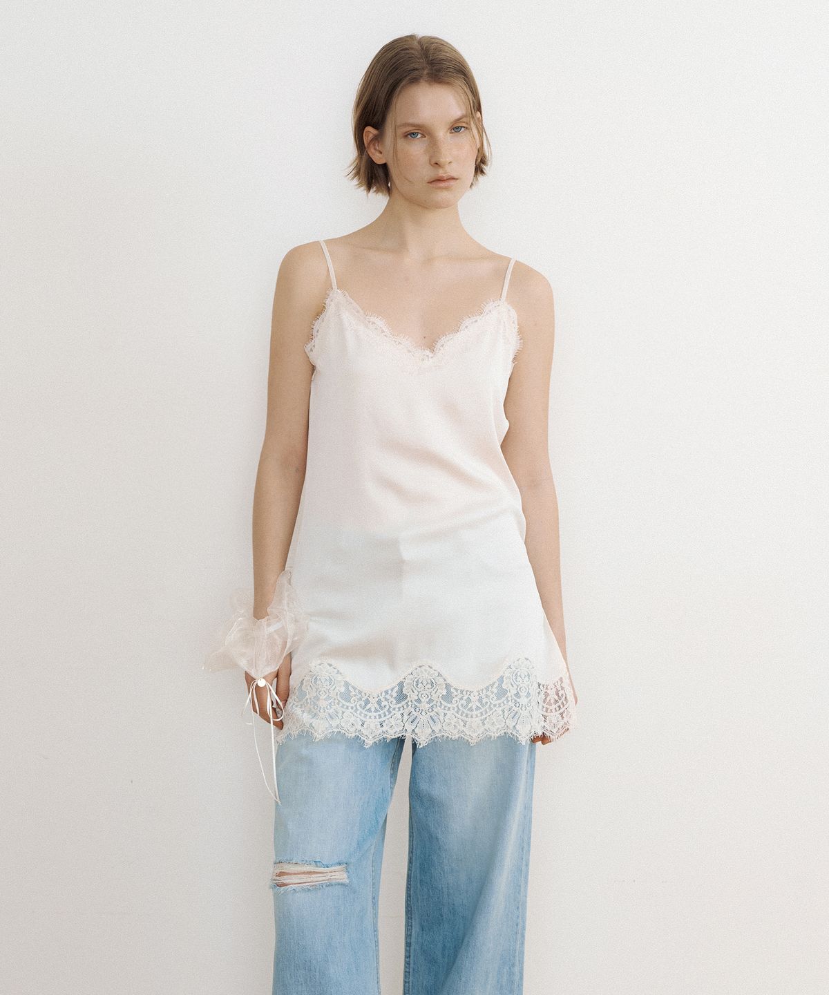 루시르주(LUCIR ZU) Delicate Satin Lace Bustier (cream)
