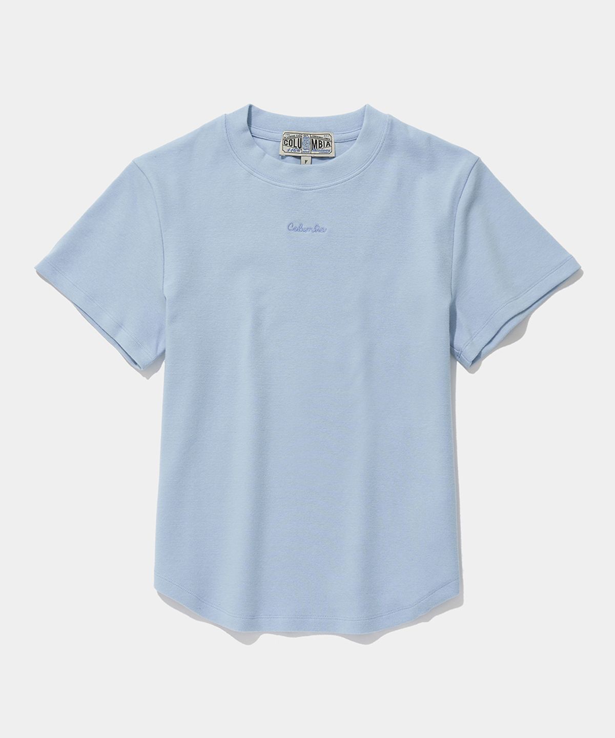 컬럼비아 유니버시티(COLUMBIA UNIVERSITY) TINY SCRIPT LOGO WOMEN SLIM-FIT S/S T-SHIRTS_LIGHT BLUE
