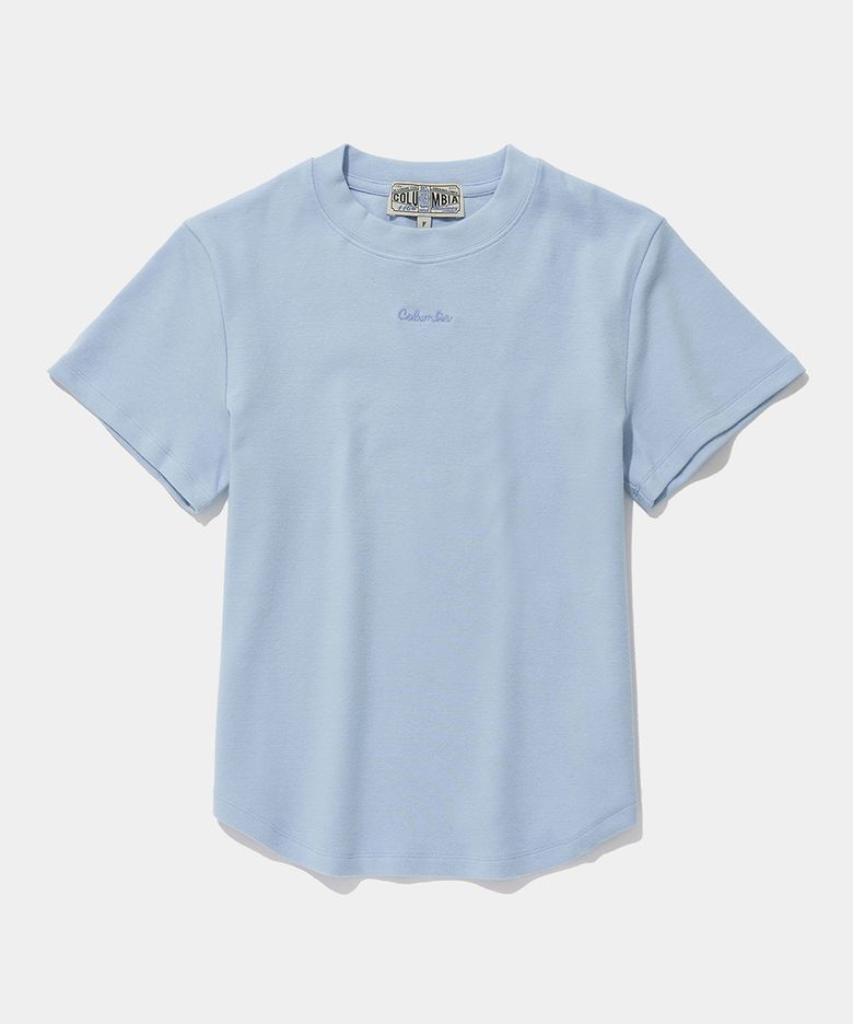 TINY SCRIPT LOGO WOMEN SLIM-FIT S/S T-SHIRTS_LIGHT BLUE