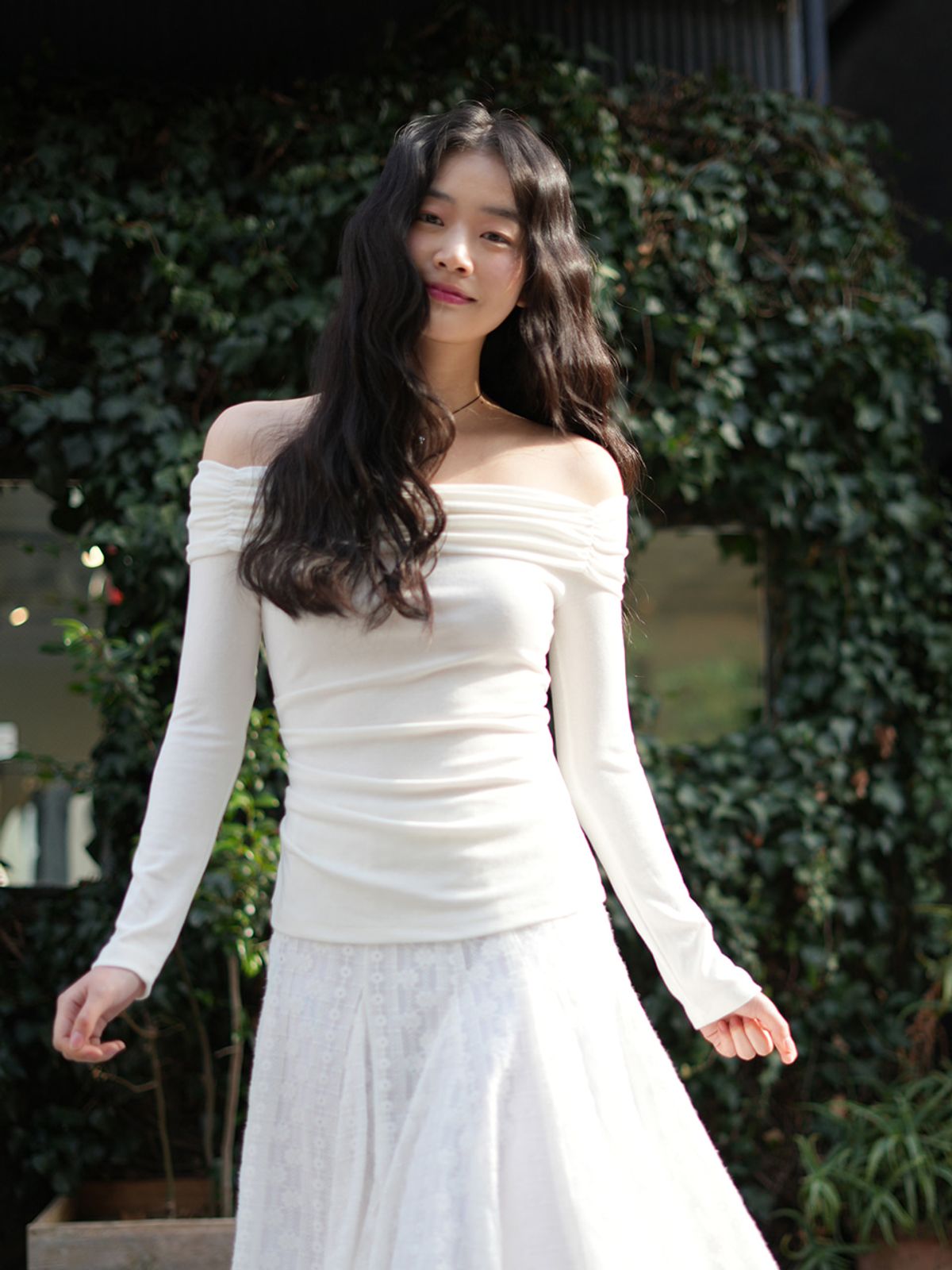 랭앤루(LANGNLU) BONITA Shirring Top(보니타)_IVORY