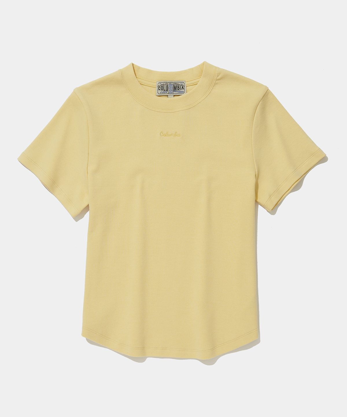 컬럼비아 유니버시티(COLUMBIA UNIVERSITY) TINY SCRIPT LOGO WOMEN SLIM-FIT S/S T-SHIRTS_LIGHT YELLOW