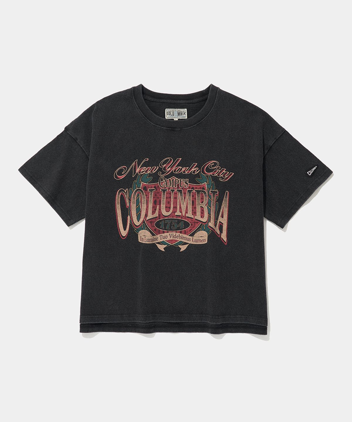 컬럼비아 유니버시티(COLUMBIA UNIVERSITY) CU CAMPUS MINERAL WASHED WOMEN S/S T-SHIRTS_CHARCOAL
