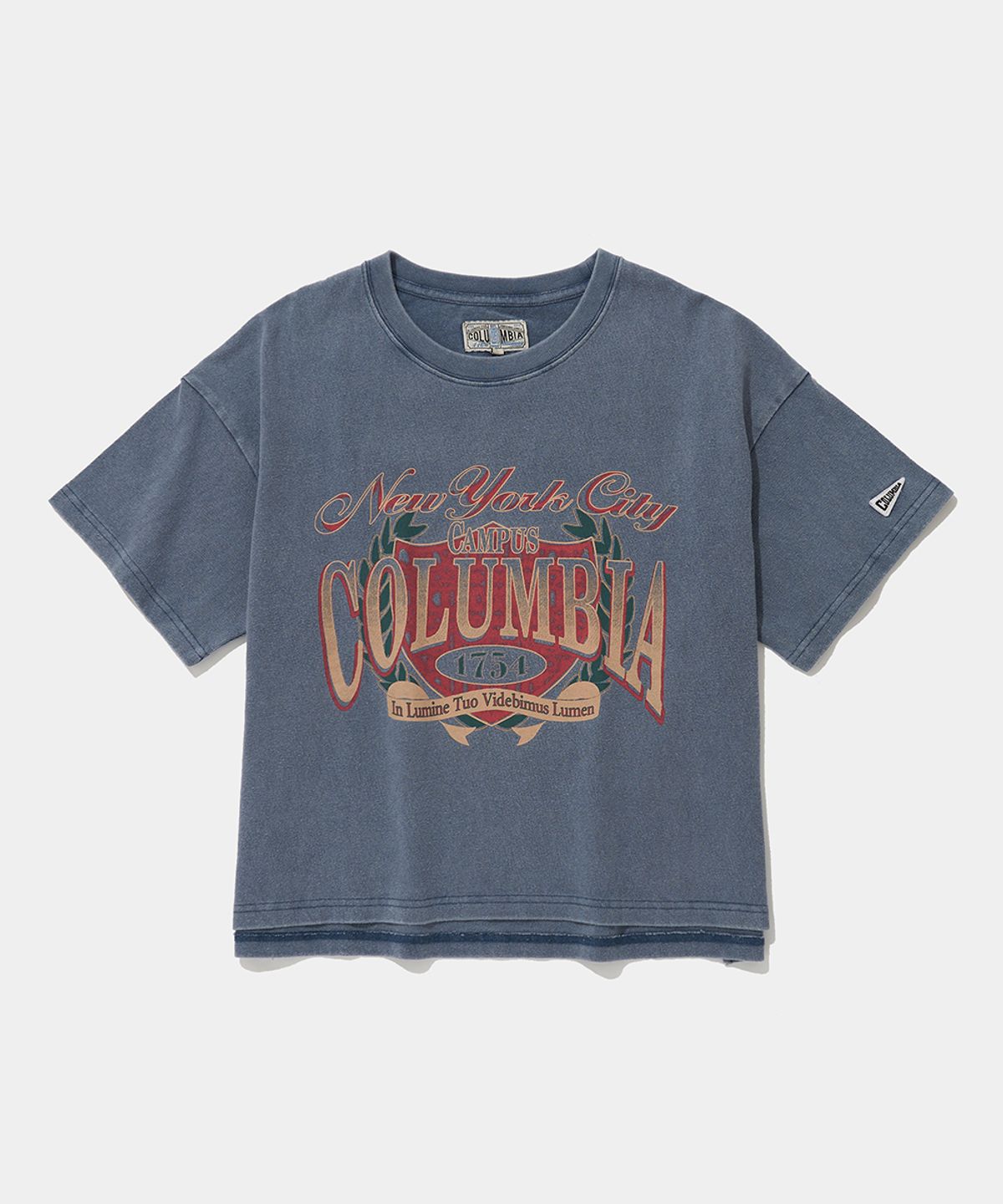 컬럼비아 유니버시티(COLUMBIA UNIVERSITY) CU CAMPUS MINERAL WASHED WOMEN S/S T-SHIRTS_GRACIE BLUE