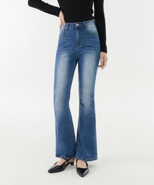 라인업 세미 롱 부츠컷 스판 데님 팬츠 (진청)