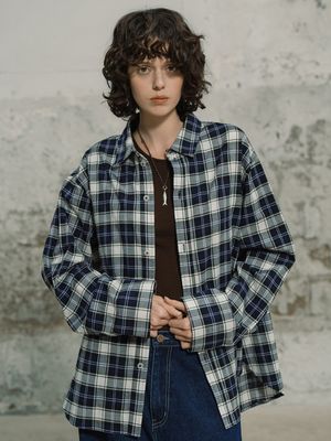 체크 오버핏 셔츠