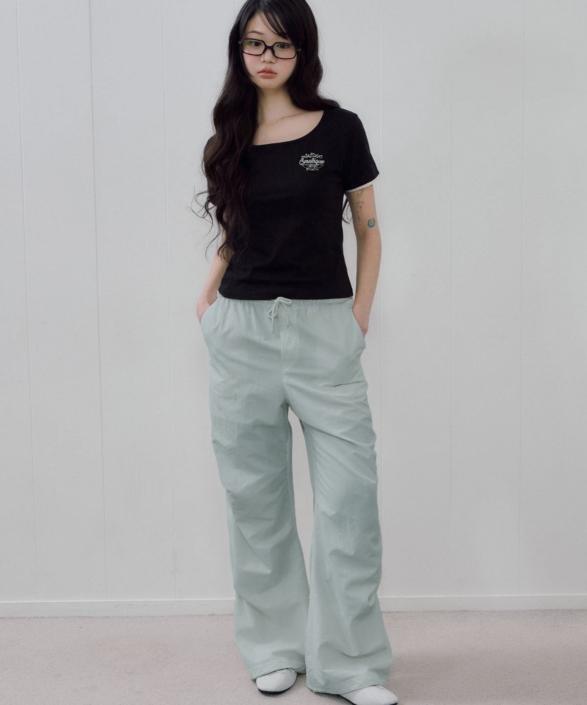 코랄리크(CORALIQUE) 코지 와이드 투웨이 우븐 팬츠 민트