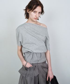 FOLDED DRAPING SWEATSHIRT MELANGE GRAY