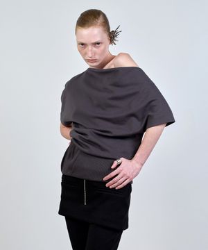 FOLDED DRAPING SWEATSHIRT CHARCOAL
