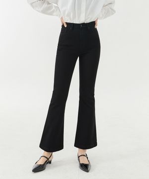 라인업 세미 롱 부츠컷 스판 데님 팬츠 (블랙)