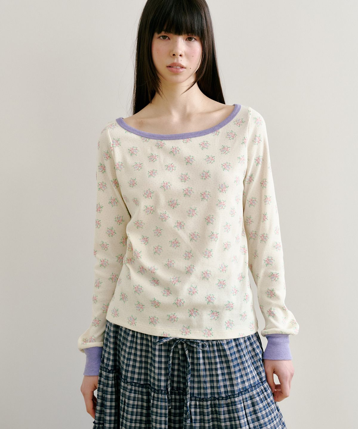 펀프롬펀(FUNFROMFUN) Bouquet Boatneck Tee, Cream