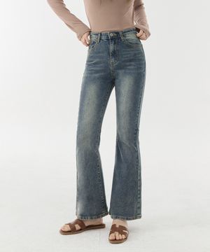 라인업 세미 롱 부츠컷 스판 데님 팬츠 (옐로우틴)