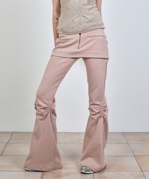 EXPOSURE ZIP SWEAT SKIRT PANTS APRICOT